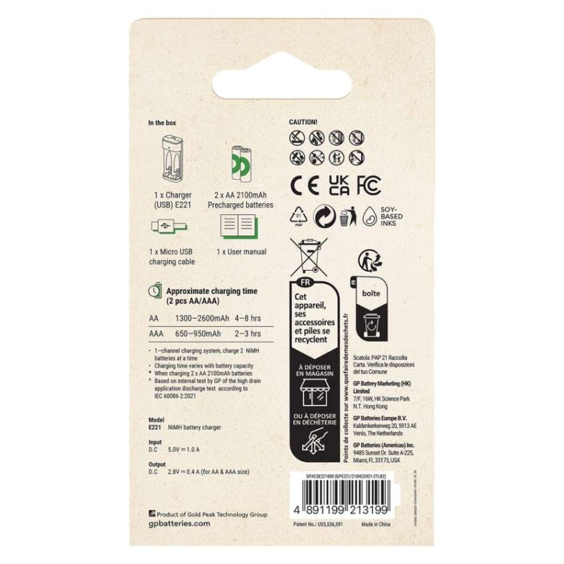 GP nab. bat. Eco E221 + 2× AA REC 2100 10