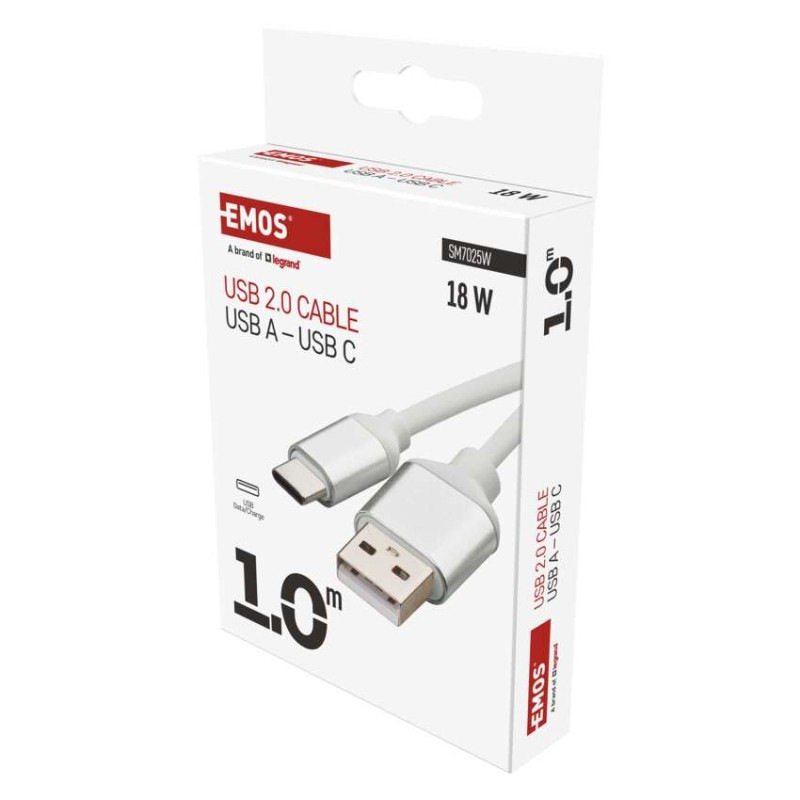 Kábel USB kábel 2.0 A/M - C/M 1m biely SM7025W EMOS 4