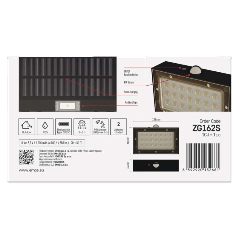 LED SOLARNÍ SVÍTIDLO BRIXO 350LM IP65 NW 9