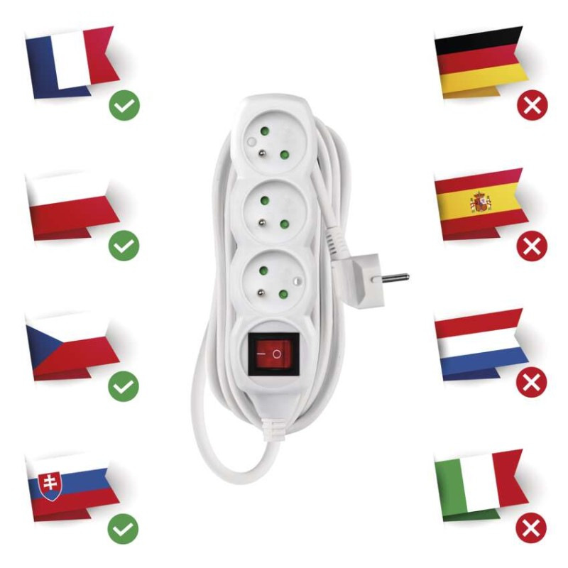 Kábel predlžovací 3Z-5m 3x1,5mm2 s vypínačom P1315R 1902130508 3
