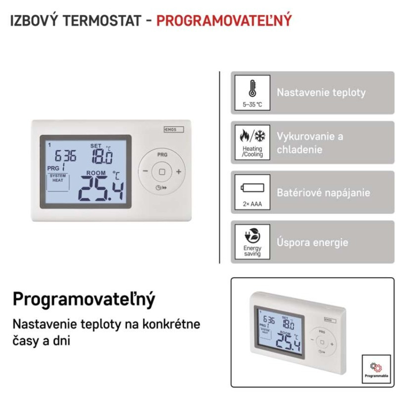 Termostat drôtový manuálny  P5607 programovateľný
