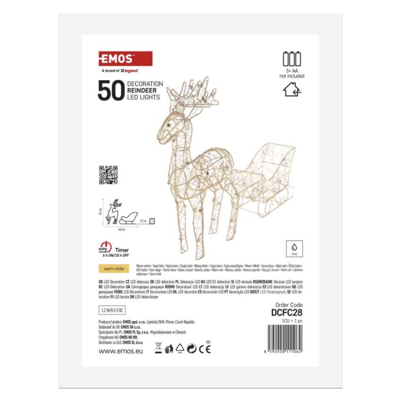 50LED REINDEER SLED WW 7