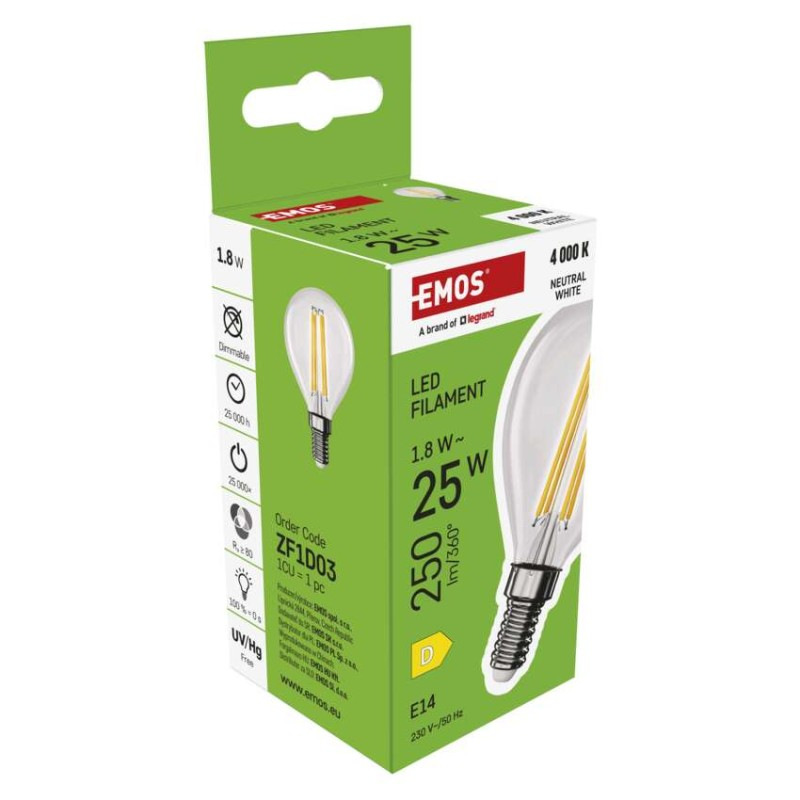 LED FLM MINI GL 1,8W(25W) 250lm E14 NW 7