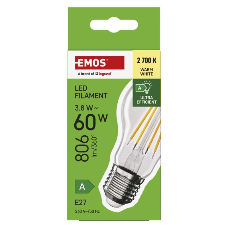 LED FLM A60 3,8W(60W) 806lm E27 WW 8