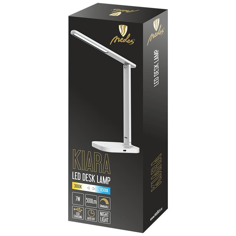 LED stolná lampa KIARA 7W stmievateľná s USB + nočné svetlo + časovač - DL4304/W 4
