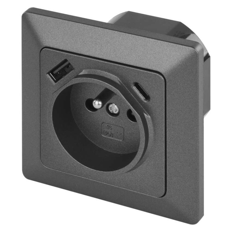 Zásuvka s USB A+C 3A antracit A6000.6 EMOS
