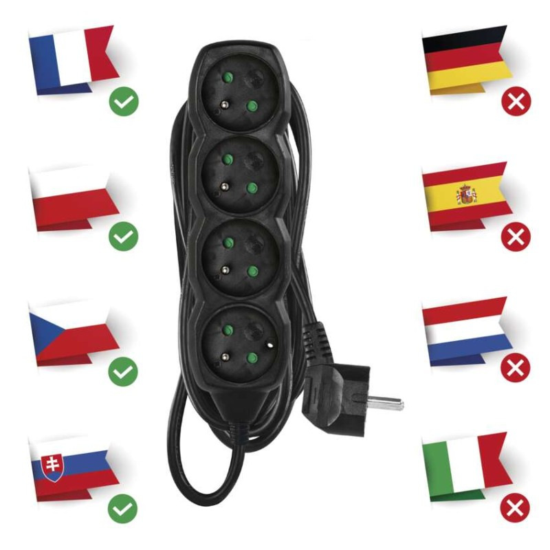 Kábel predlžovací 4Z 5m čierny  PC0415 3