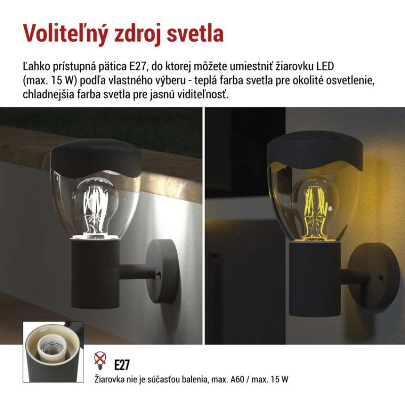 LED ZAHRADNÍ SVÍTIDLO,E27,IP44,MAX 15W,N 3