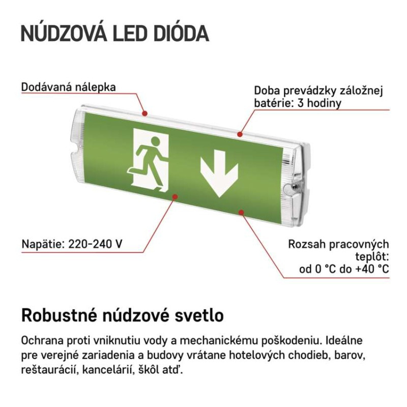 Núdzové svietidlo NESSI 3W 3hod. IP65 LED ZN1110 EMOS 1