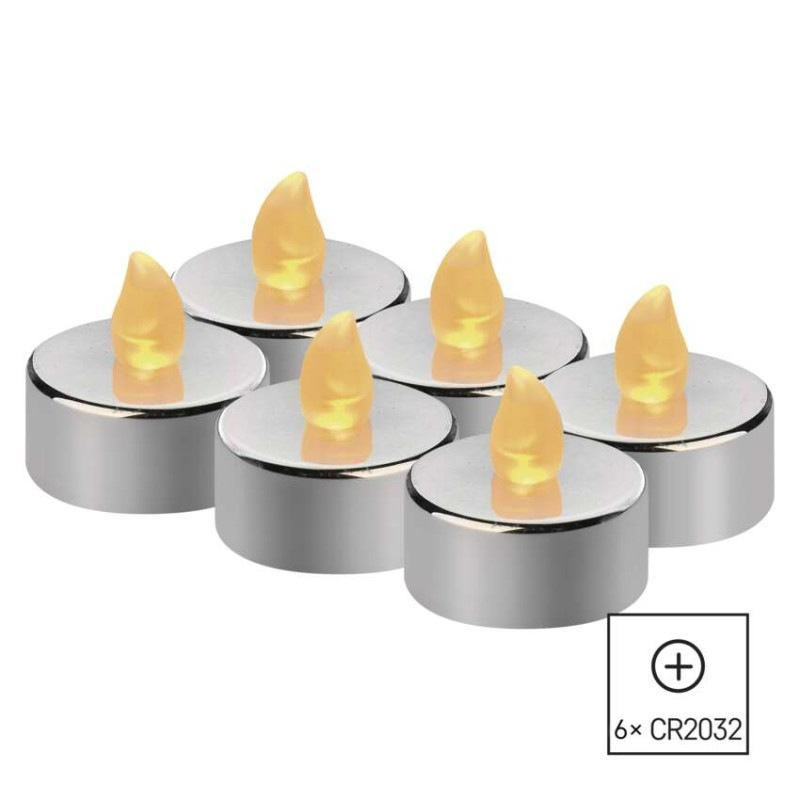 Sviečka čajová 6KS silver 6x1LED  DCCV12 4