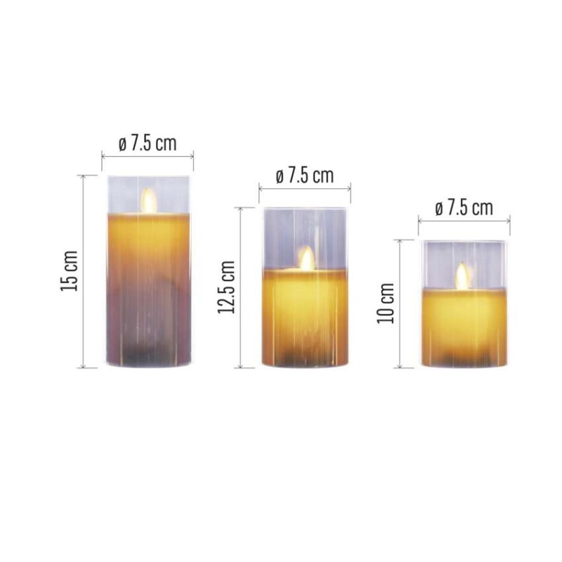 3LED SET GLASS CANDLE MOVING FLAME WW 3