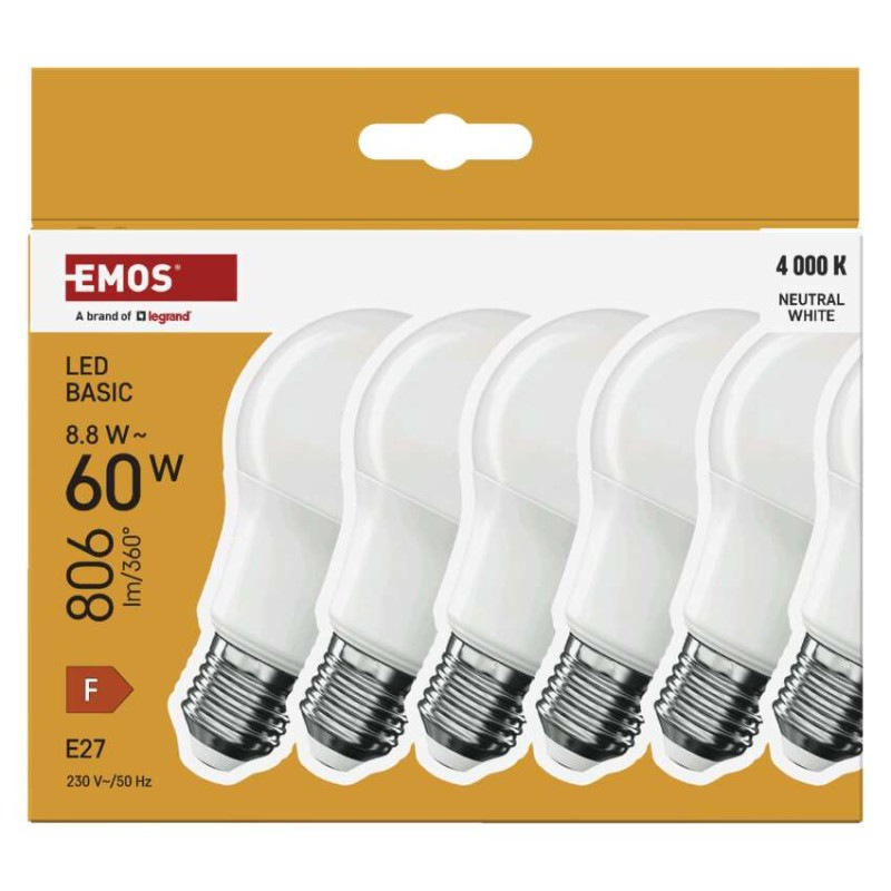 LED BASIC A60 8,8W(60W) 806lm E27 NW 6P 4