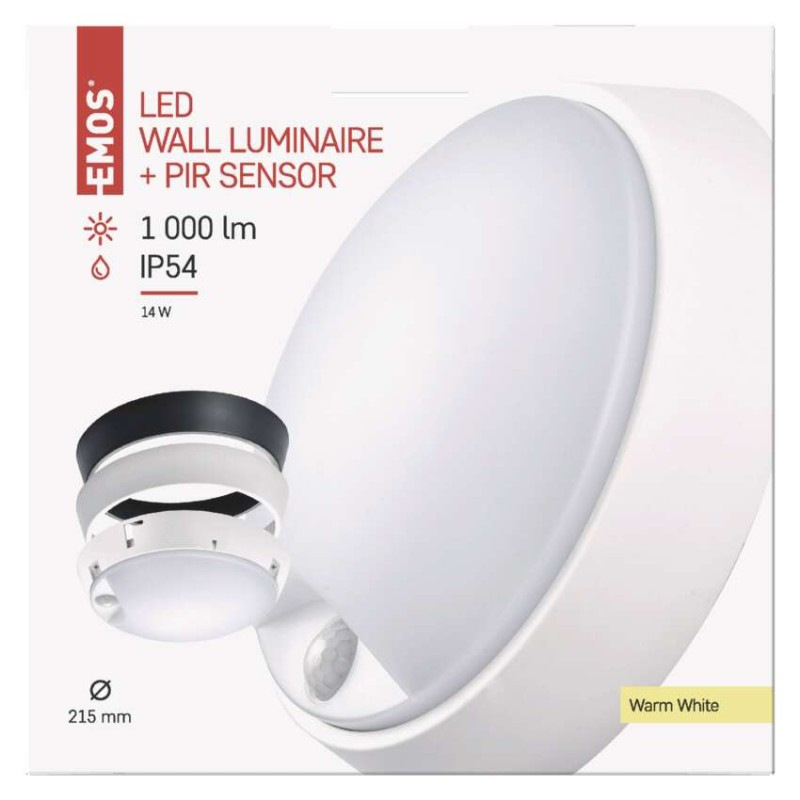 LED NÁSTĚNNÉ S.IP54 14W WW PIR 10