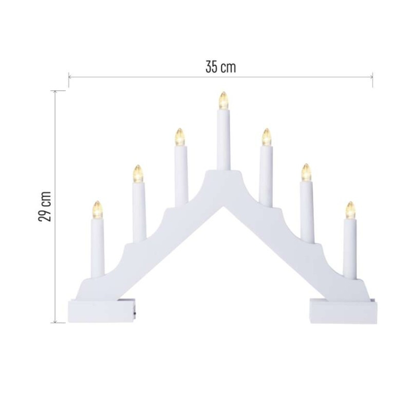 LED svícen dřevěný 29cm IP20 2AA bílý WW 2