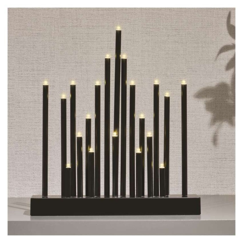 LED svícen černý, 27,5 cm, 3x AA WW 3