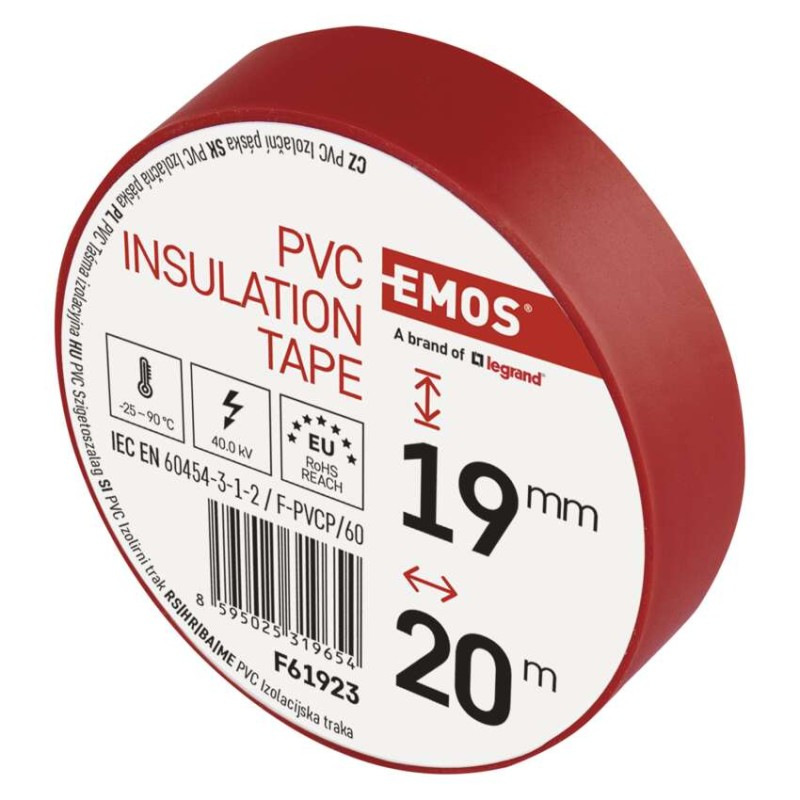 Izolačná páska PVC 20m/19mm červená  F61923 4