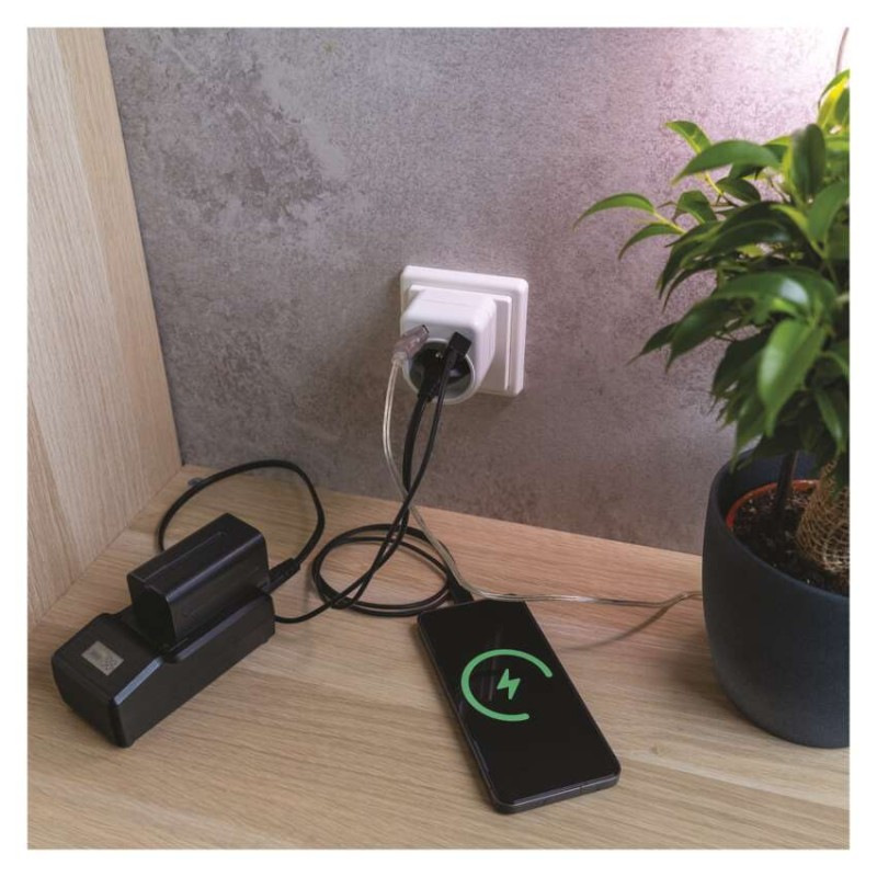 Zásuvka rozbočovacia 1x, 1xUSB-A+1xUSB-C, biela P0074 8