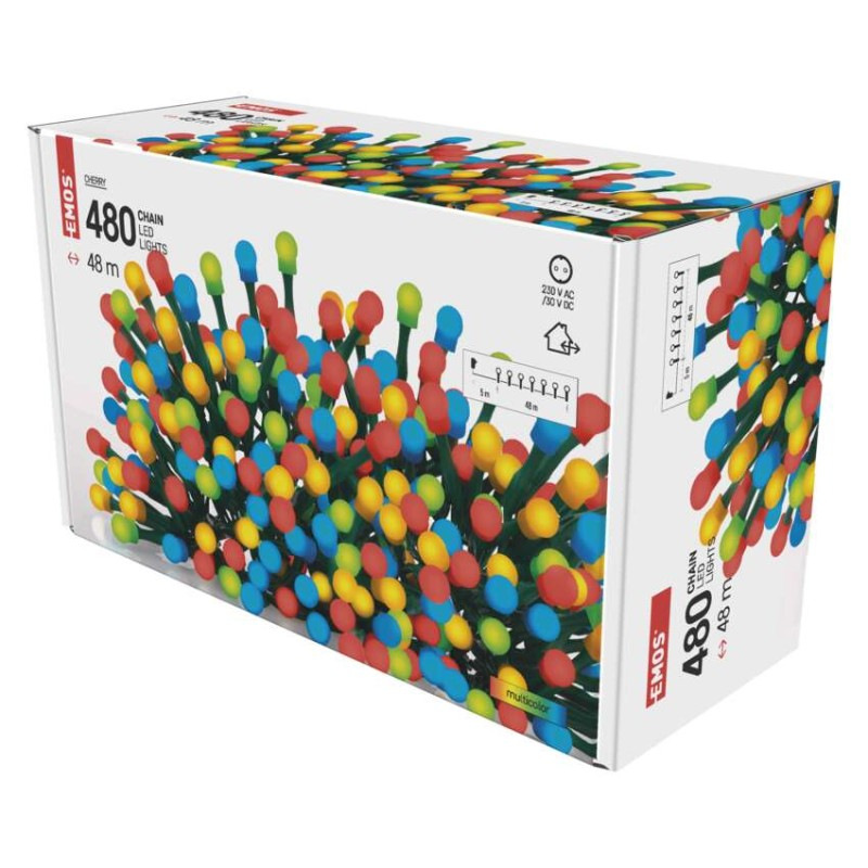 VIANOCE Reťaz CHERRY 480LED 48m IP44 D5AM07 multicolor EMOS
