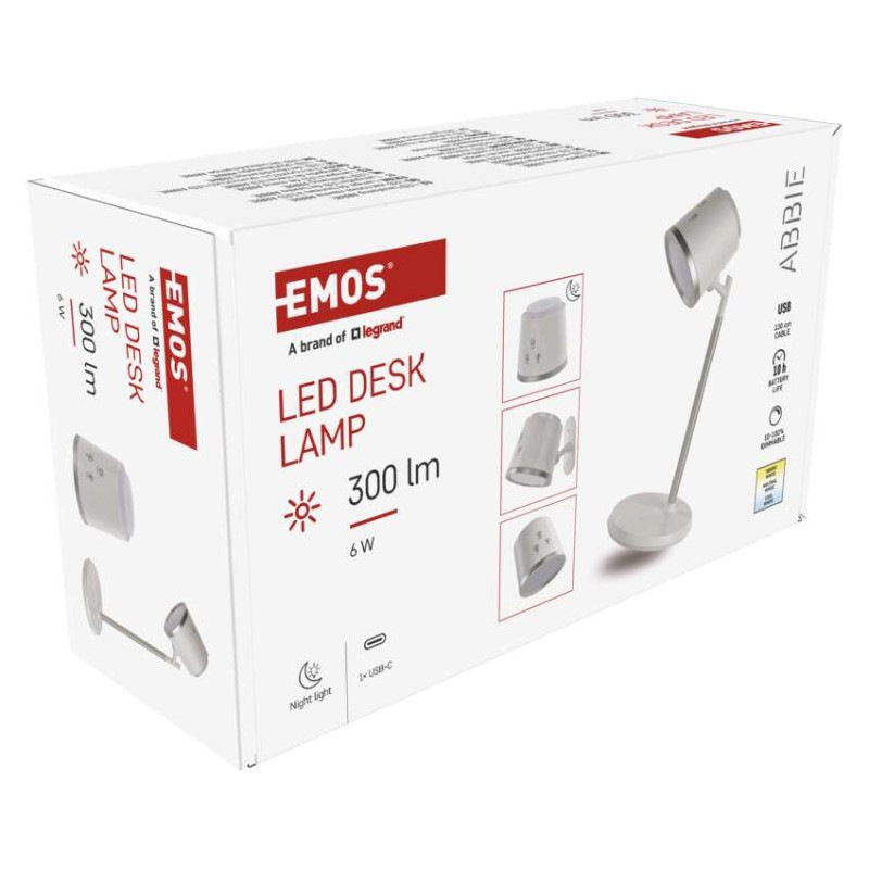 LED STOLNÍ LAMPA ABBIE BÍLÁ 12
