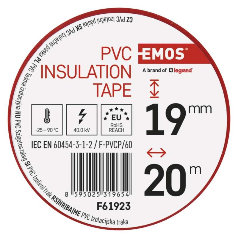 Izolačná páska PVC 20m/19mm červená  F61923 3