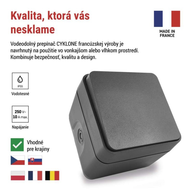 CYKLONE prepínač nástenný č.1,6 IP55 D730422 1