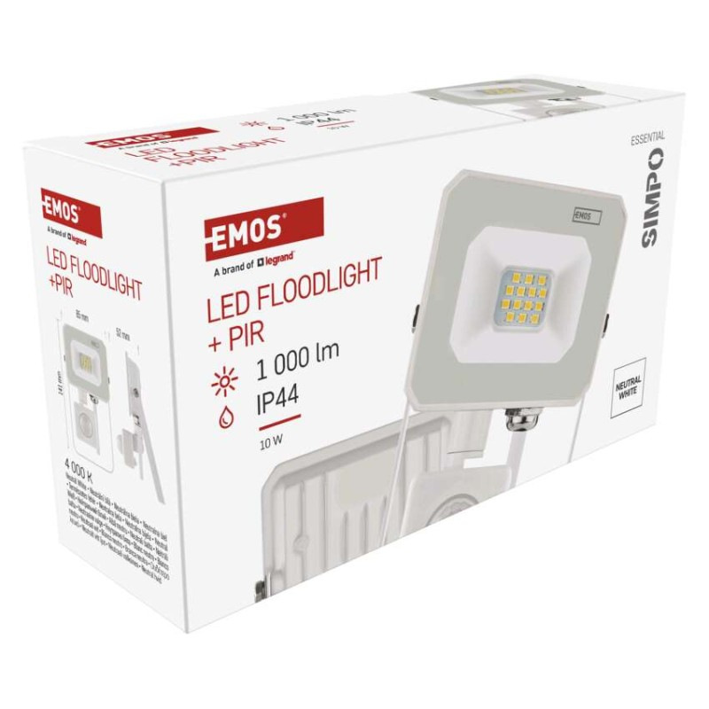 Reflektor LED 10W +senzor biela 10