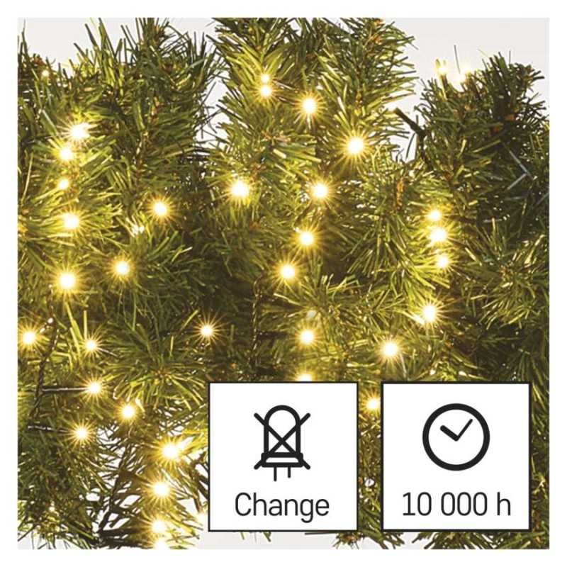 VIANOCE Reťaz ježko 12m D4BW03 teplá biela časovač 600-LED 12