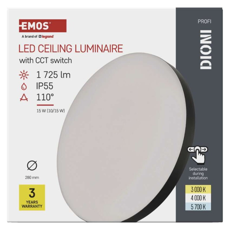 LED SVÍTIDLO DIONI 15W 1725LM IP55 CCT Č 8