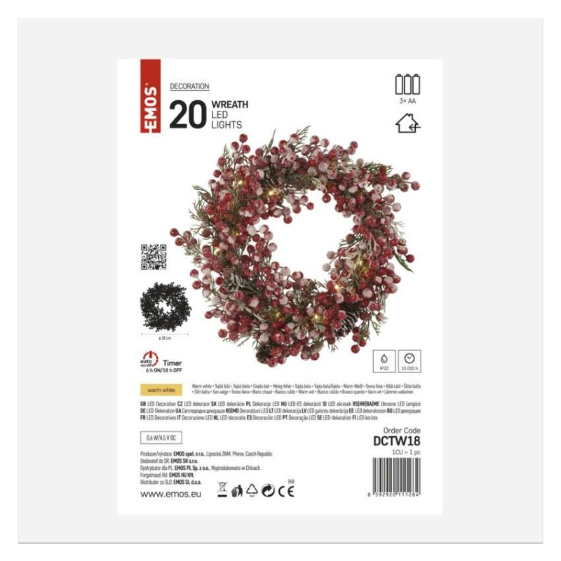 20LED XMAS WREATH DECO 2AA WW 6