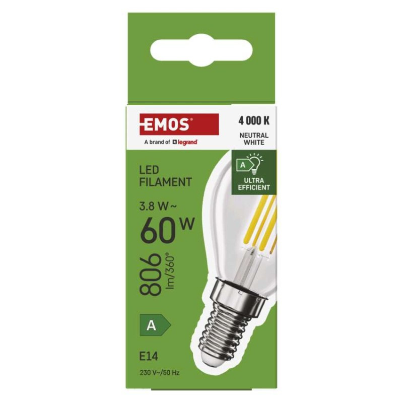 LED FLM MINI GL 3,8W(60W) 806lm E14 NW A 8