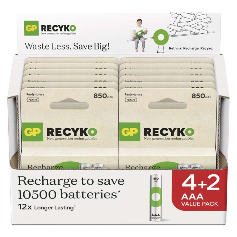 GP NABÍJECÍ BATERIE ReCyko 850 AAA (HR03 4