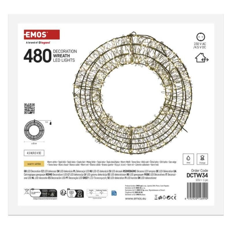480LED METAL WREATH IP44 WW 9