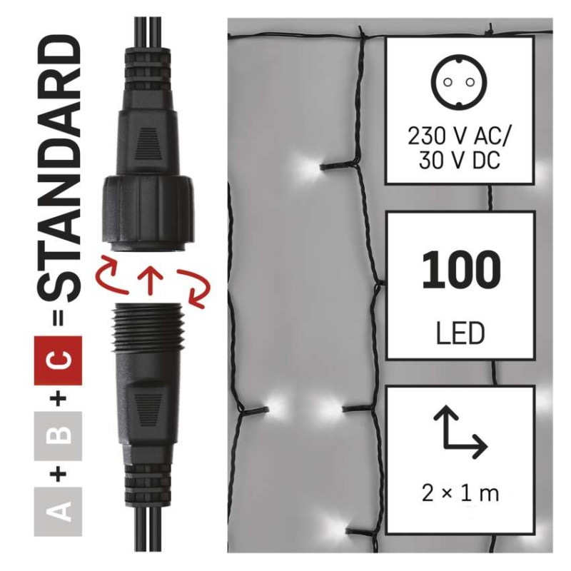 VIANOCE Záclona CONNECT 100LED 1x2M IP44 D1EC01 1