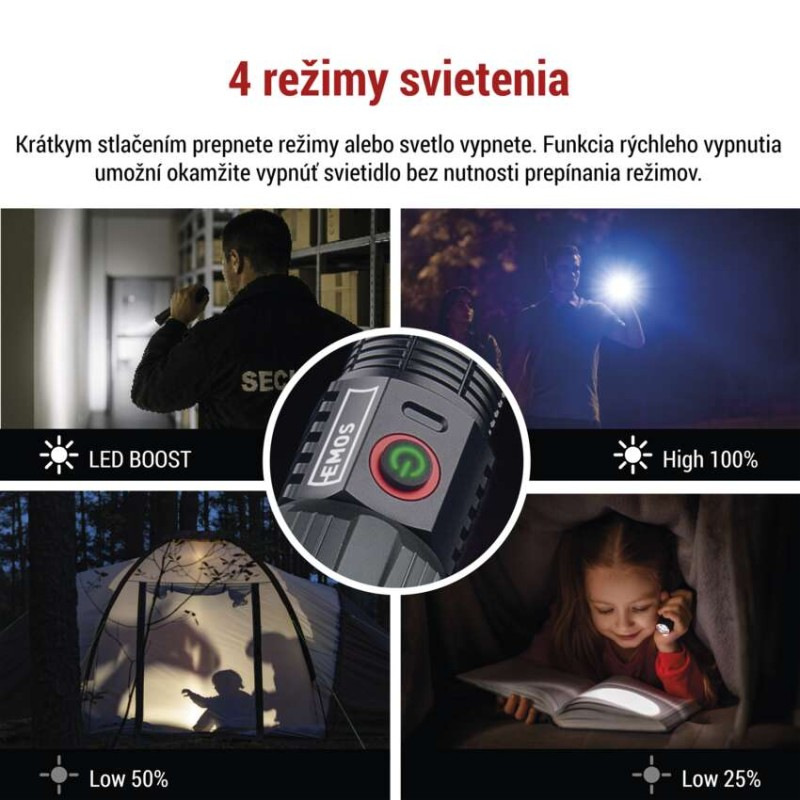 LED NABÍJECÍ SVÍTILNA KOV. MEDIUM 1200lm 3