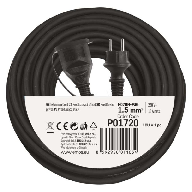 Kábel predlžovací 1Z 20m 1,5mm guma  P01720 9