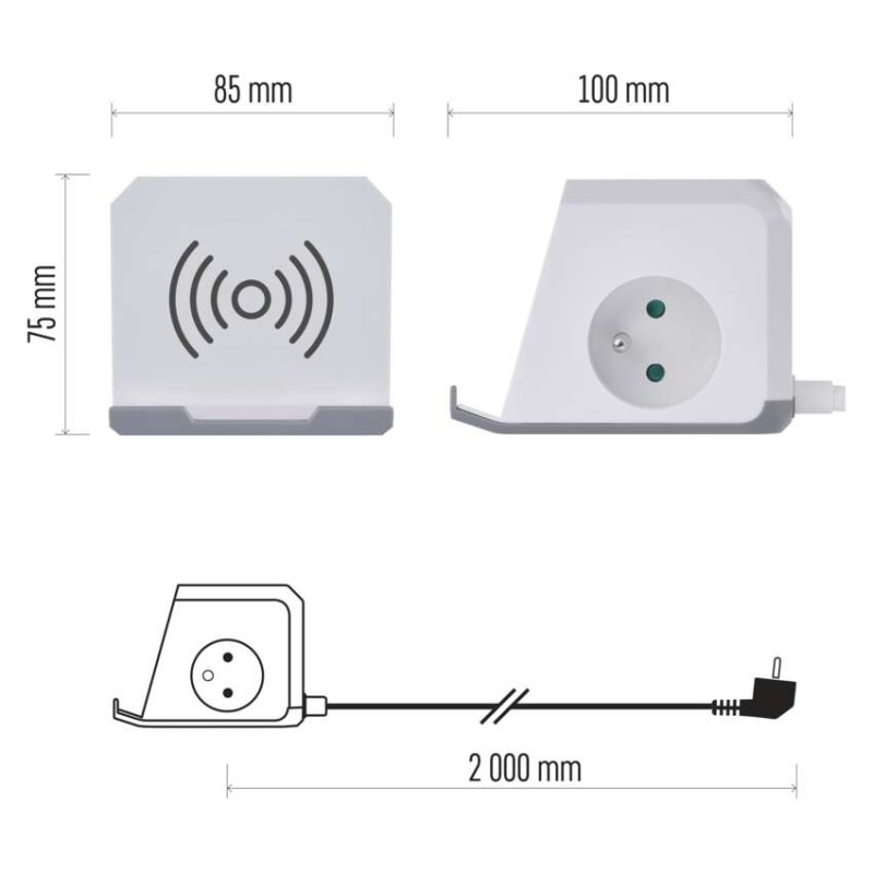 PRODL.KOSTKA 2Z 2M 1,5MM+2×USB A+1×C, Qi 11