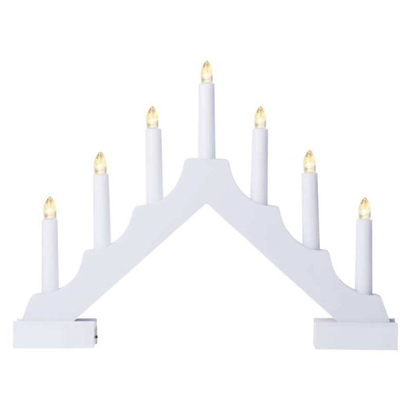 LED svícen dřevěný 29cm IP20 2AA bílý WW