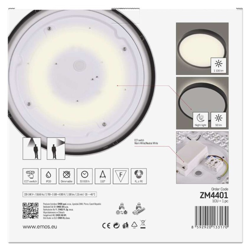 LED SVÍTIDLO RORI 17W 1100LM IP54 CCT Č 10