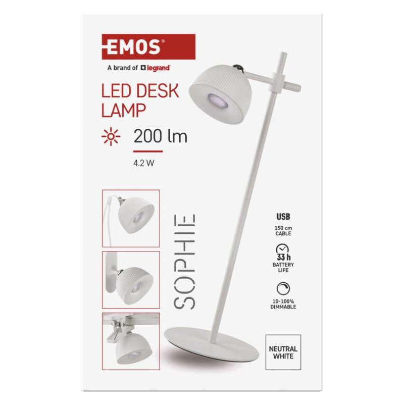 LED STOLNÍ LAMPA SOPHIE BÍLÁ 10
