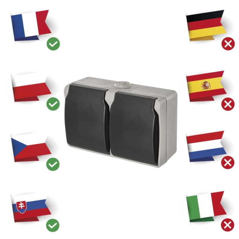 Zásuvka dvojnásobná IP44 FRENCH  A1397.1 10
