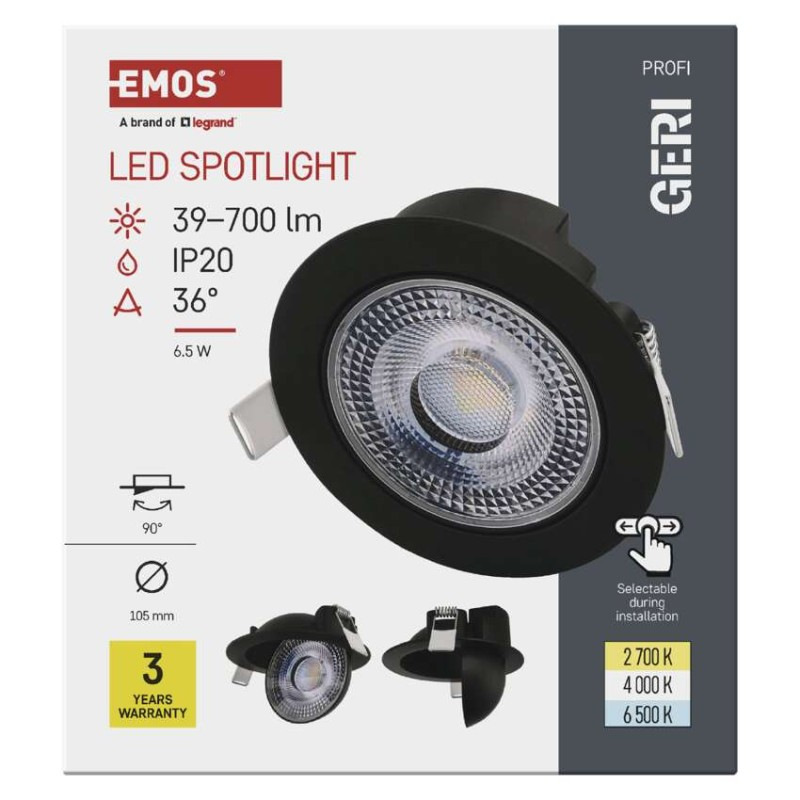 LED SVÍTIDLO GERI VES. KR 6,5W 700LM IP2 9