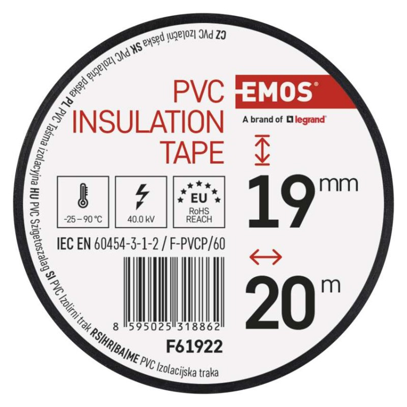 Izolačná páska PVC 20m/19mm čierna   F61922 3