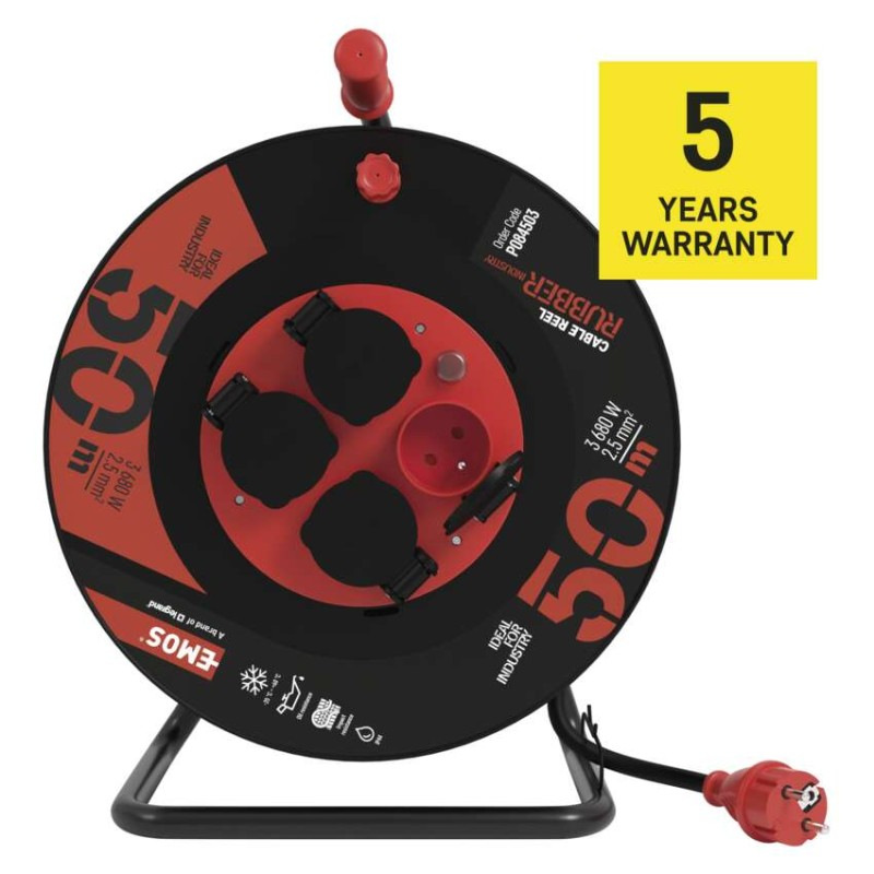 Káblový bubon P084503 4x230V IP44 kábel guma/neoprén 3Gx2,5mm2 10