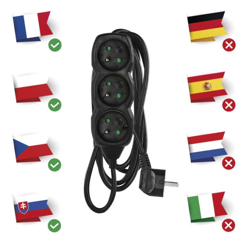 Kábel predlžovací 3Z 3m čierny  PC0313 1