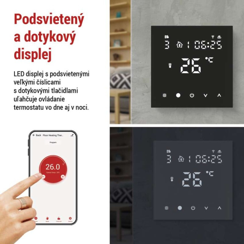 Termostat podlahový program. GoSmart WIFI čierny P56201BUF 4