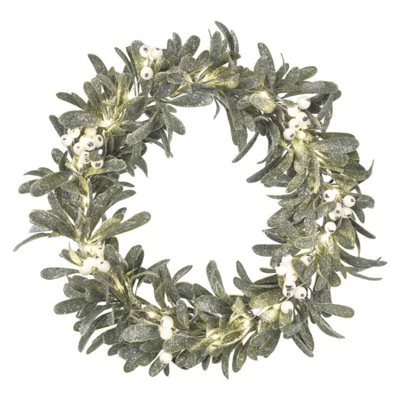 25LED MISTLETOE WREATH 3AA WW 1