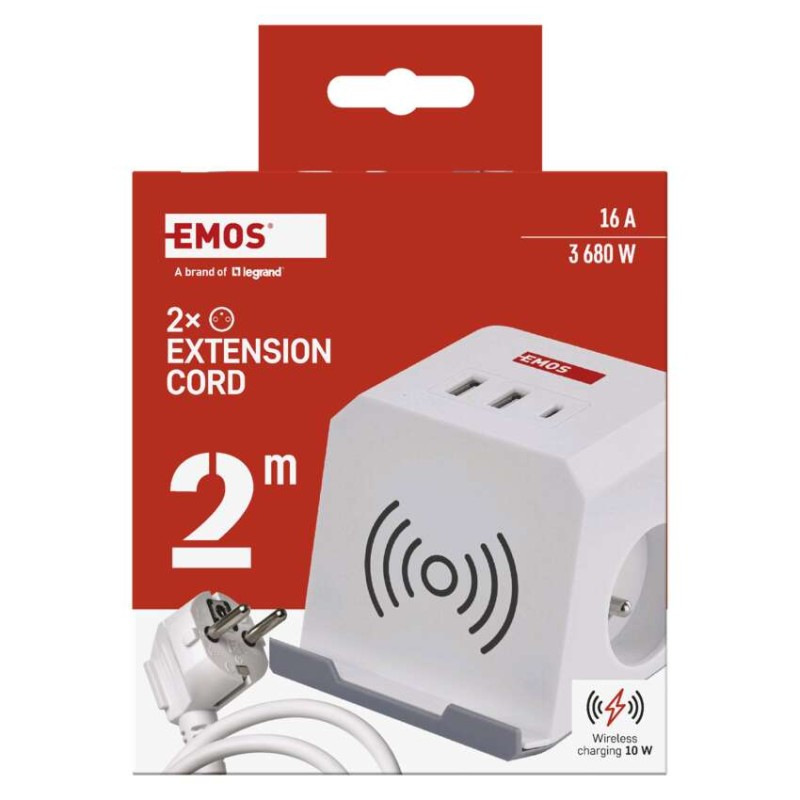PRODL.KOSTKA 2Z 2M 1,5MM+2×USB A+1×C, Qi 1