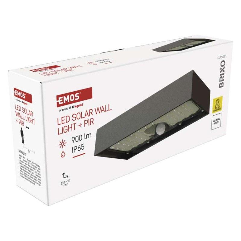 LED SOLARNÍ SVÍTIDLO BRIXO 900LM IP65 NW 9