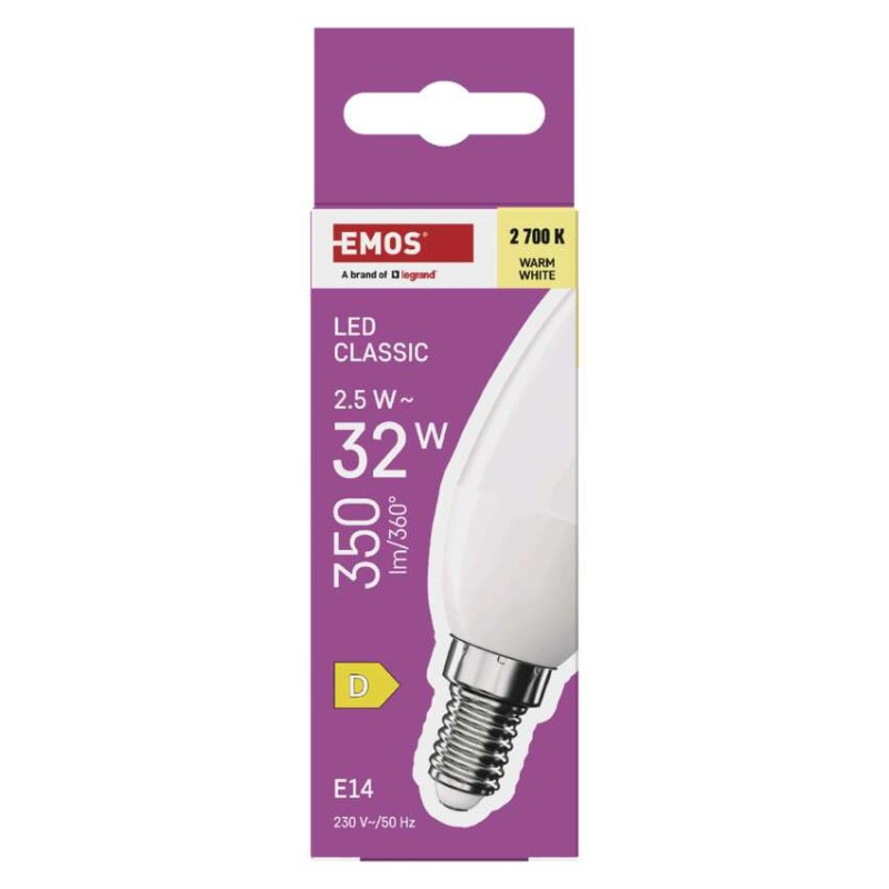 LED CLS CANDLE 2,5W(32W) 350lm E14 WW 6