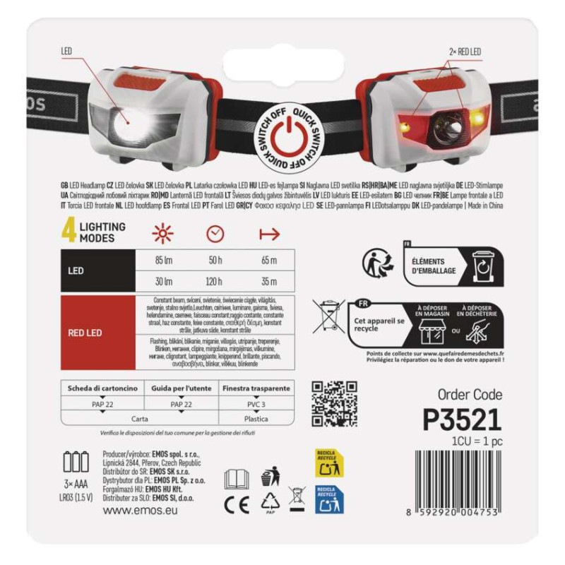 Čelovka 3LED 3xAAA  P3521 4